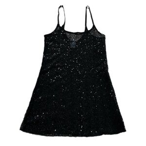 Y2K HIP Black Sequin Sheer Slip S/M
